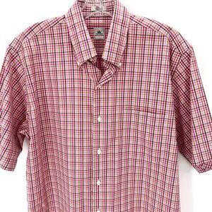 Peter Millar plaid men’s button don short sleeve shirt